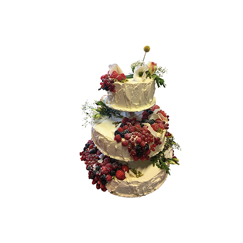 Featured image for “Hochzeitstorte mit Beerenfrüchten, 3 stöckig”